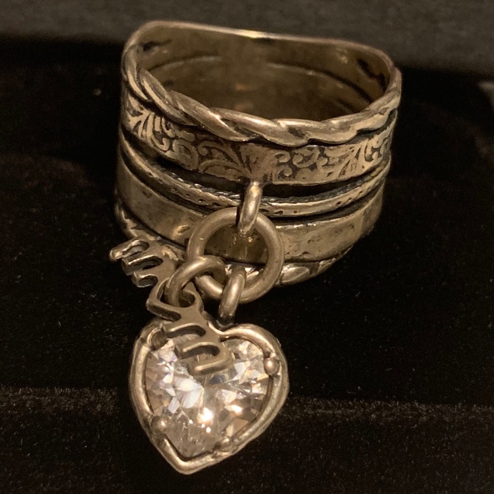 Sterling Silver CZ Heart Mom Ring